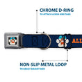 Load image into Gallery viewer, Beach Dawg Care Paw Logo Full Color Black Seatbelt Buckle Collar - BEACH DAWG CARE ALL DOGS ARE EQUAL Navy/Oange