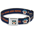 Load image into Gallery viewer, Beach Dawg Care Paw Logo Full Color Black Seatbelt Buckle Collar - BEACH DAWG CARE ALL DOGS ARE EQUAL Navy/Oange