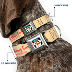 Beach Dawg Care Paw Logo Full Color Black Seatbelt Buckle Collar - BEACH DAWG CARE ALL DOGS ARE EQUAL Cream/Pink