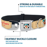 Beach Dawg Care Paw Logo Full Color Black Seatbelt Buckle Collar - BEACH DAWG CARE ALL DOGS ARE EQUAL Cream/Pink