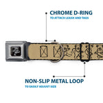 Grateful Dead Bear Seatbelt Buckle Collar - Dancing Bears Tan/Black