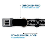 Batman Black Silver Seatbelt Buckle Collar - Batman Shield Black/Silver