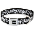 Load image into Gallery viewer, Batman Black Silver Seatbelt Buckle Collar - Batman Action Verbiage Black/White