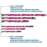 Batman Black/Silver Seatbelt Buckle Collar - BATGIRL Bubble Letters w/Stars Pink/White