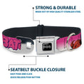 Load image into Gallery viewer, Batman Black/Silver Seatbelt Buckle Collar - BATGIRL Bubble Letters w/Stars Pink/White