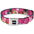 Load image into Gallery viewer, Batman Black/Silver Seatbelt Buckle Collar - BATGIRL Bubble Letters w/Stars Pink/White