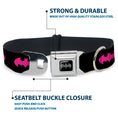 Load image into Gallery viewer, Batman Black Silver Seatbelt Buckle Collar - Batman Signal Black/Fuchsia