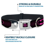 Batman Shield Full Color Black/Hot Pink Seatbelt Buckle Collar - Batman Shield/Chainlink Black/Hot Pink