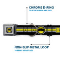 Load image into Gallery viewer, Bat Signal Black/White/Yellow Seatbelt Buckle Collar - BATMAN/Bat Signal Triple Stripe Black/White/Yellow