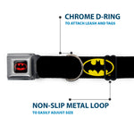 Batman Full Color Black Yellow Seatbelt Buckle Collar - Batman Shield Black/Yellow