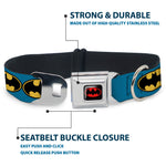Batman Full Color Black Yellow Seatbelt Buckle Collar - Bat Signal-3 Blue/Black/Yellow