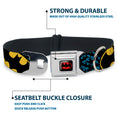 Load image into Gallery viewer, Batman Full Color Black Yellow Seatbelt Buckle Collar - Bat Signals Stacked w/CLOSE-UP Blue/Black/Yellow
