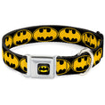 Load image into Gallery viewer, Batman Full Color Black Yellow Seatbelt Buckle Collar - Bat Signal-3 Black/Yellow/Black