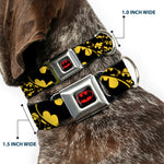Batman Full Color Black Yellow Seatbelt Buckle Collar - Bat Signals Stacked w/CLOSE-UP Yellow/Black