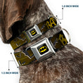 Load image into Gallery viewer, Batman Full Color Black Yellow Seatbelt Buckle Collar - BATMAN w/Bat Signals & Flying Bats Yellow/Black/White