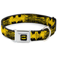 Load image into Gallery viewer, Batman Full Color Black Yellow Seatbelt Buckle Collar - Batman Shield CLOSE-UP Sketch Black/Yellow