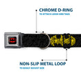 Load image into Gallery viewer, Batman Full Color Black Yellow Seatbelt Buckle Collar - Zebra Bat Signal Black/Gray/Yellow/Black
