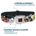Load image into Gallery viewer, Batman Full Color Black Yellow Seatbelt Buckle Collar - BATGIRL Panels Yellow/Pink