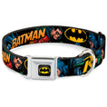 Load image into Gallery viewer, Batman Full Color Black Yellow Seatbelt Buckle Collar - Batman & Robin in Action w/Text Black