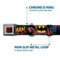 Load image into Gallery viewer, Batman Full Color Black Yellow Seatbelt Buckle Collar - Batman & Robin in Action w/Text Burgundy