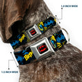 Load image into Gallery viewer, Batman Black/Yellow Seatbelt Buckle Collar - BATMAN Poses and Logo Collage Black/Blue/Yellow