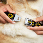 Batman 1989 Logo Full Color Black/Yellow Seatbelt Buckle Collar - Batman 1989 Logo Black/Yellow