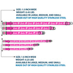 BARBIE Script Signature Full Color Hot Pink/White Seatbelt Buckle Collar - BARBIE Script Signature Logo and Silhouette Hot Pink/White