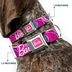 BARBIE Script Signature Full Color Hot Pink/White Seatbelt Buckle Collar - BARBIE Script Signature Logo Abstract Multi Color/White