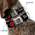 BETTY BOOP Text Heart Logo Full Color Black/White Seatbelt Buckle Collar - BETTY BOOP Text and Kiss Black/White/Red