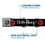 BETTY BOOP Text Heart Logo Full Color Black/White Seatbelt Buckle Collar - BETTY BOOP Text and Kiss Black/White/Red