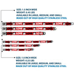 BETTY BOOP Text Heart Logo Full Color Black/White Seatbelt Buckle Collar - Betty Boop Face and LOVE Text Red/Black/White