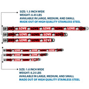 BETTY BOOP Text Heart Logo Full Color Black/White Seatbelt Buckle Collar - Betty Boop Face and LOVE Text Red/Black/White