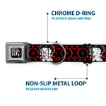 BETTY BOOP Text Heart Logo Full Color Black/White Seatbelt Buckle Collar - Betty Boop Winking Kiss Pose with XOXO Text Polka Dot Black/Red/White