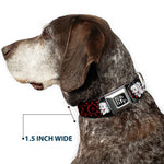 BETTY BOOP Text Heart Logo Full Color Black/White Seatbelt Buckle Collar - Betty Boop Winking Kiss Pose with XOXO Text Polka Dot Black/Red/White