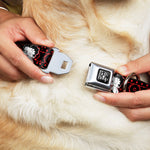 BETTY BOOP Text Heart Logo Full Color Black/White Seatbelt Buckle Collar - Betty Boop Winking Kiss Pose with XOXO Text Polka Dot Black/Red/White