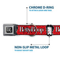 Load image into Gallery viewer, BETTY BOOP Text Heart Logo Full Color Black/White Seatbelt Buckle Collar - BETTY BOOP Winking Kiss Pose and Text Reds/Black/White