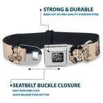 BETTY BOOP Text Heart Logo Full Color Black/White Seatbelt Buckle Collar - Betty Boop Biker Betty Poses Beige/Black