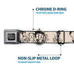 BETTY BOOP Text Heart Logo Full Color Black/White Seatbelt Buckle Collar - Betty Boop Biker Betty Poses Beige/Black