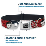 BETTY BOOP Text Heart Logo Full Color Black/White Seatbelt Buckle Collar - BETTY BOOP Face and Text Polka Dot Reds/Black/White