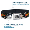 Load image into Gallery viewer, BETTY BOOP Text Heart Logo Full Color Black/White Seatbelt Buckle Collar - BETTY BOOP Salute Pose and Text Stars Black/White/Yellow/Red
