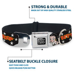BETTY BOOP Text Heart Logo Full Color Black/White Seatbelt Buckle Collar - BETTY BOOP Salute Pose and Text Stars Black/White/Yellow/Red