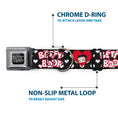 Load image into Gallery viewer, BETTY BOOP Text Heart Logo Full Color Black/White Seatbelt Buckle Collar - BETTY BOOP Face and Text Hearts Black/White/Red