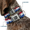 Load image into Gallery viewer, BETTY BOOP Text Heart Logo Full Color Black/White Seatbelt Buckle Collar - Betty Boop RED WHITE & BOOP Pose Americana Stripe Red/White/Blue/Black