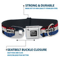 Load image into Gallery viewer, BETTY BOOP Text Heart Logo Full Color Black/White Seatbelt Buckle Collar - Betty Boop RED WHITE & BOOP Pose Americana Stripe Red/White/Blue/Black