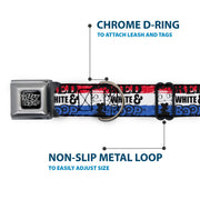 BETTY BOOP Text Heart Logo Full Color Black/White Seatbelt Buckle Collar - Betty Boop RED WHITE & BOOP Pose Americana Stripe Red/White/Blue/Black
