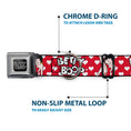Load image into Gallery viewer, BETTY BOOP Text Heart Logo Full Color Black/White Seatbelt Buckle Collar - BETTY BOOP Seated Leg Kick Pose and Text Hearts Red/White/Black