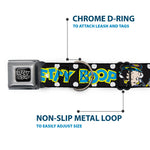 BETTY BOOP Text Heart Logo Full Color Black/White Seatbelt Buckle Collar - BETTY BOOP Biker Betty Winking and Text Polka Dot Black/White/Yellow/Blue