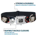 BETTY BOOP Text Heart Logo Full Color Black/White Seatbelt Buckle Collar - BETTY BOOP Zombie Betty and Text Polka Dot Black/Red/White
