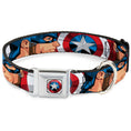 Load image into Gallery viewer, Captain America Shield2 CLOSE-UP Full Color Seatbelt Buckle Collar - Captain America Face Turns/Shield CLOSE-UP