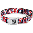 Load image into Gallery viewer, MARVEL AVENGERS Captain America Shield Black Silver Seatbelt Buckle Collar - Captain America Shield Digital Camo Blue/White/Red